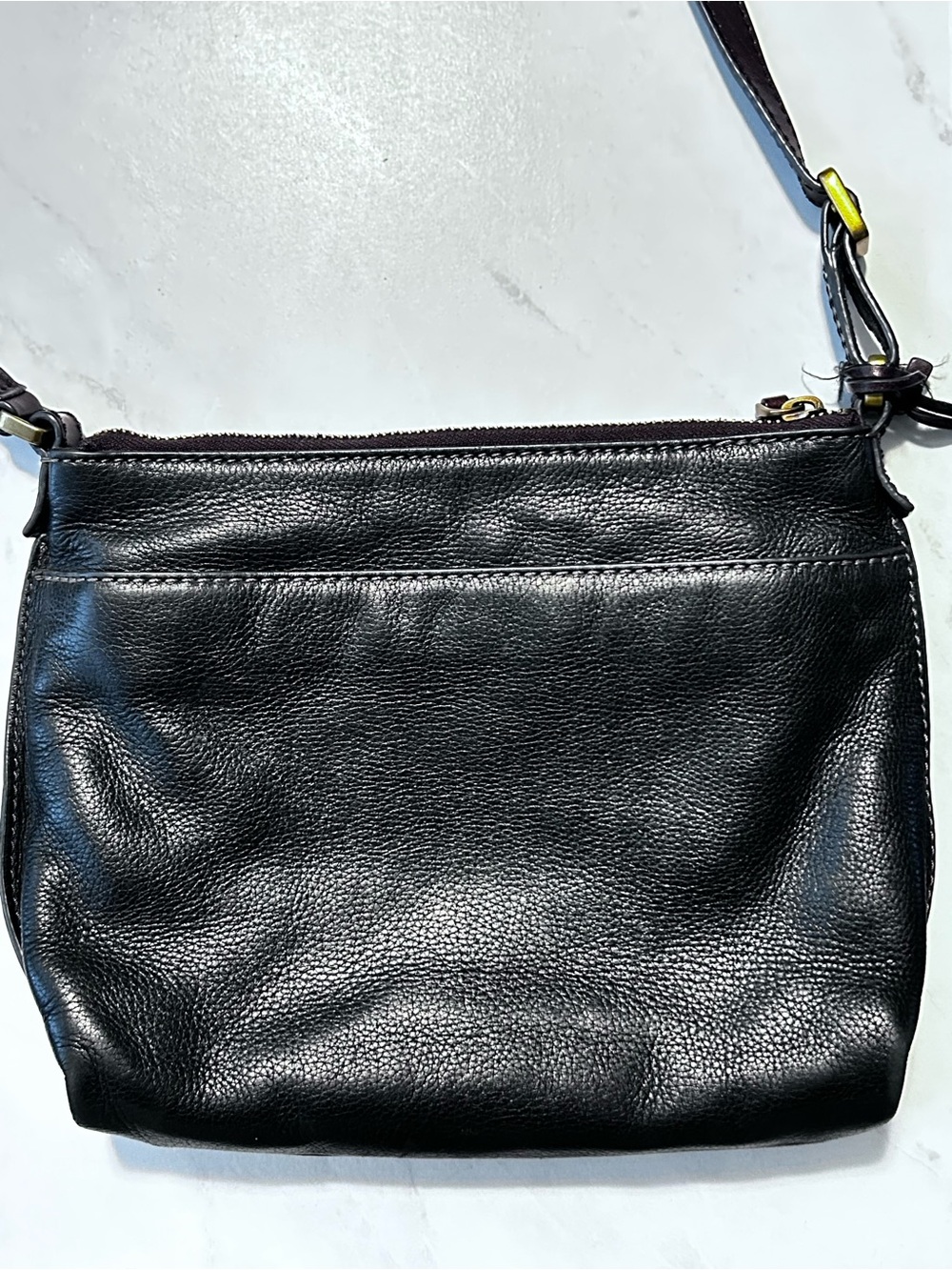 Fossil Black Leather Crossbody with Gold Accents - Picture 2 of 8